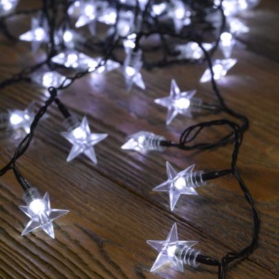 100 White LED Stars