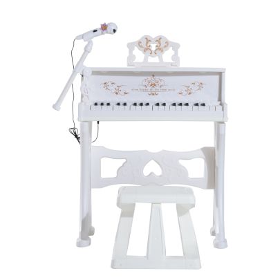   Mini Electronic  Piano W/Microphone and Stool-White