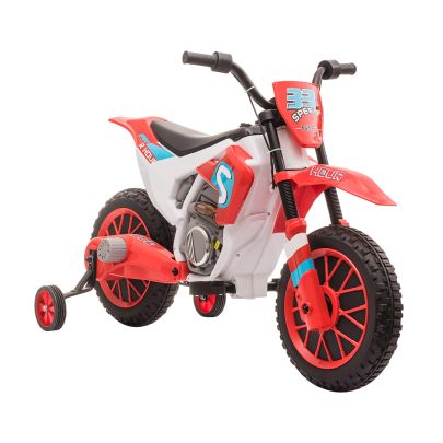 HOMCOM 12V Kids Electric Motorcycle Ride On, with Training Wheels, for Ages 3 6 Years Red