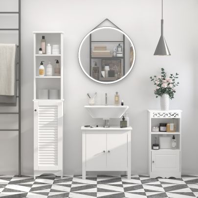 Freestanding 6-Tier Tall Bathroom Storage Cabinet White