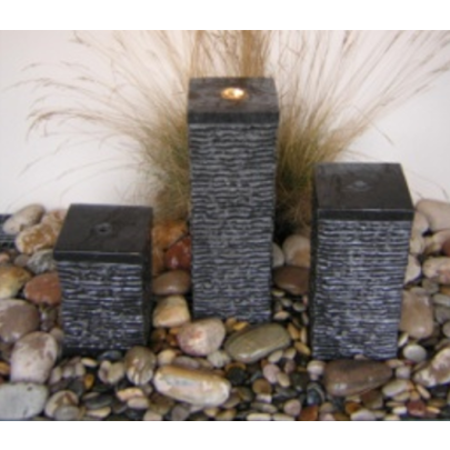 Set of 3 Black Limestone Columns (50 | 35 | 20x16x16)