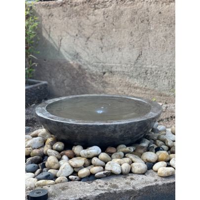 Eastern Polished Black Babbling Bowl Limestone (20x72x72) Solar Water Feature