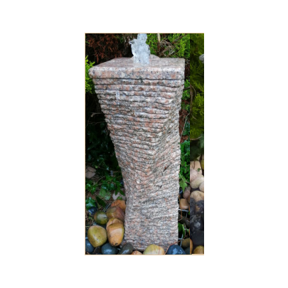 Eastern Pinky Granite Twisted Fountain Chiselled All Sides (60x20x20) Solar Water Feature