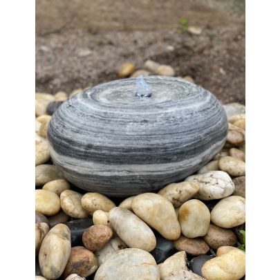 Eastern White & Grey Polished Marble Fountain (25x35x35) Solar Water Feature
