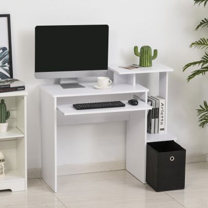 Particle Board Multi-Tier Computer Desk White