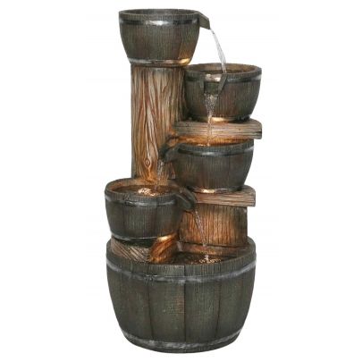 Dilworth Wooden Barrels Traditional Solar Water Feature