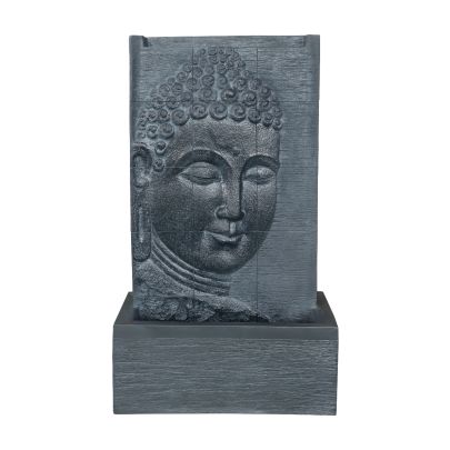 Charcoal Buddha Wall Oriental Solar Powered Water Feature