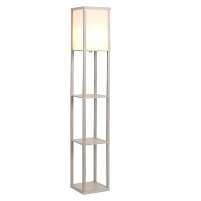 MDF 3-Tier Shelves Floor Lamp Oak/White