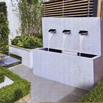 Triple Fall Zinc Wall Contemporary Water Feature