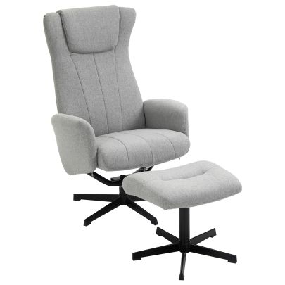 Recliner and Ottoman with 135° Adjustable Backrest for Home Office Light Grey