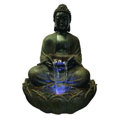 Solar Brown Sitting Buddha Water Feature