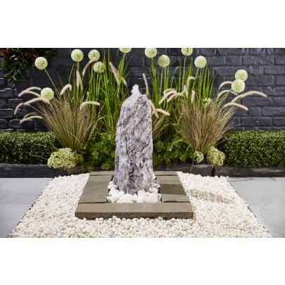 Marble Monolith Shadow Grey 50cm Natural Stone Solar Water Feature