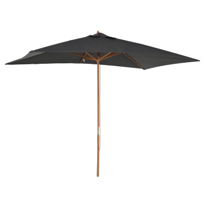  2 x 3 x 2.5m Wood Square Parasol Sun Shade Patio Garden Outdoor Umbrella Dark Grey