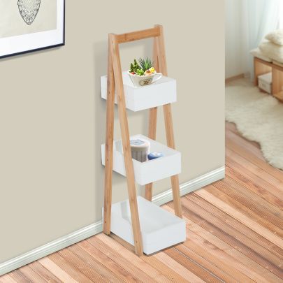 Bathroom A-Shape Rack, 3-Tier-Bamboo