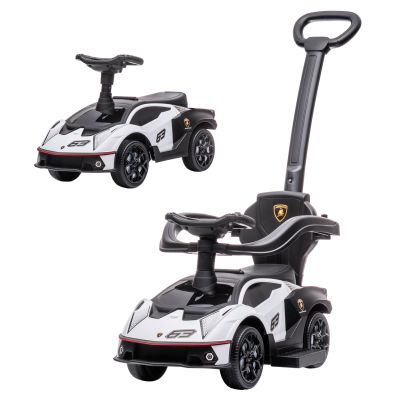AIYAPLAY Licensed 2 in 1 Baby Ride on Push Car Toddler Push Along Car with Parent Handle Sliding Car with Horn Steering Wheel NO POWER for 1 3 Years, White