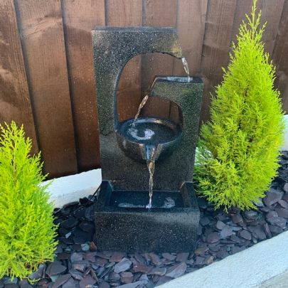 Compact Ebony Contemporary Water Feature Solar Powered