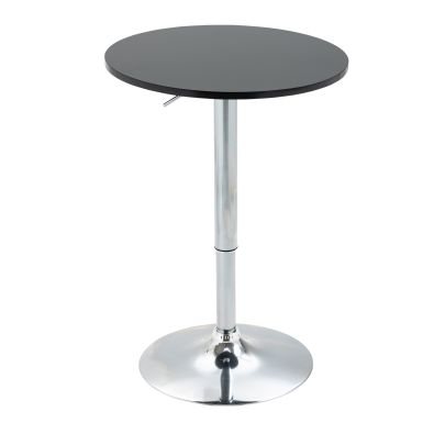  Round Height Adjustable Bar Table Counter Pub Desk with Metal Base Black
