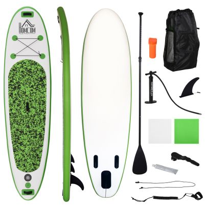 HOMCOM Inflatable Stand Up Paddle Board, 10' x 30" x 4", Non Slip SUP, with ISUP Accessories, Hand Pump, 3 Fins, Adj Paddle for Youth Adult Beginners Experts