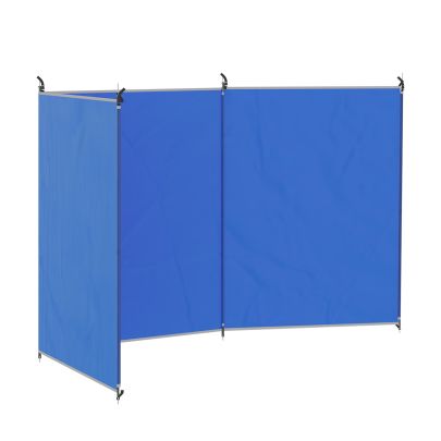Outsunny Camping Windbreak, Foldable Portable Wind Blocker w Carry Bag and Steel Poles, Beach Sun Screen Shelter Privacy Wall, 450cm x 150cm