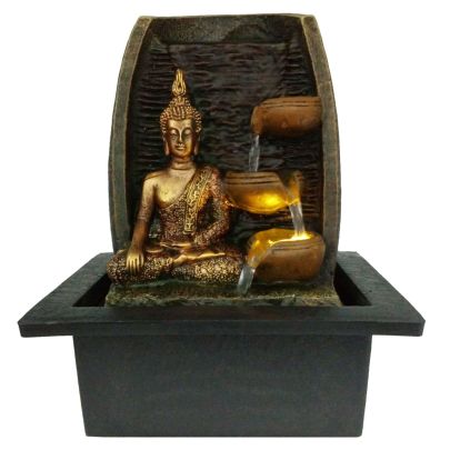 Golden Buddha with Cups Table Top Water Feature