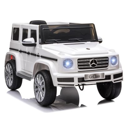 HOMCOM Mercedes Benz G500 Licensed 12V Kids Electric Ride On Car Toy with Parental Remote Control Battery powered 2 Motors Music Lights MP3 for 3 8 Years Old White
