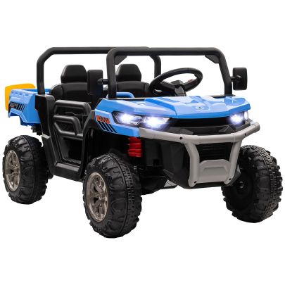 HOMCOM 12V 2 Seater Kids Electric Ride On Car with Electric Bucket, Remote Control Blue