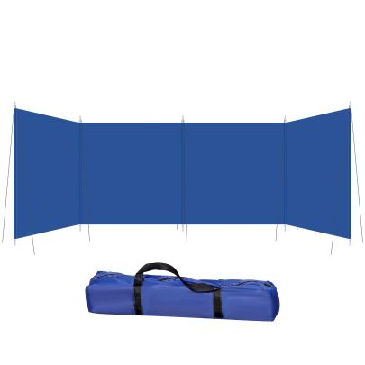 Outsunny Camping Windbreak, Foldable Portable Wind Blocker w Carry Bag and Steel Poles, Beach Sun Screen Shelter Privacy Wall, 620cm x 150cm