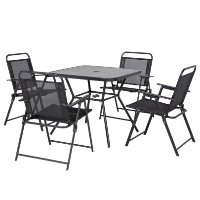 Outsunny Five Piece Metal Frame Garden Dining Set