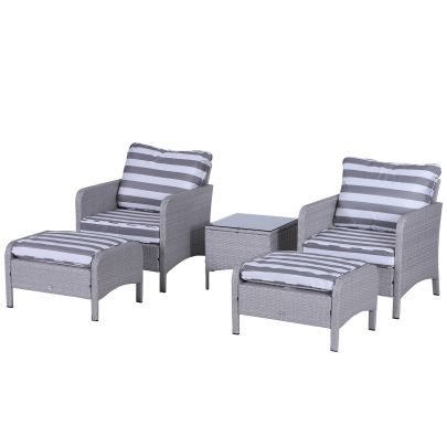 5 Piece PE Rattan Outdoor Garden Furniture Set Light Grey