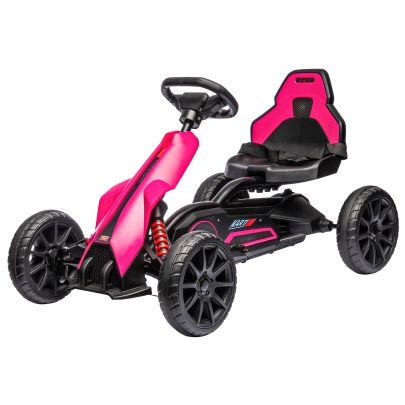 HOMCOM 12V Electric Go Kart for Kids, Ride On Racing Go Kart with Forward Reversing, Rechargeable Battery, 2 Speeds, for Boys Girls Aged 3 8 Years Old Pink