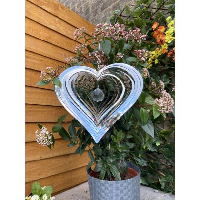 Stainless Steel Wind Spinner - Heart