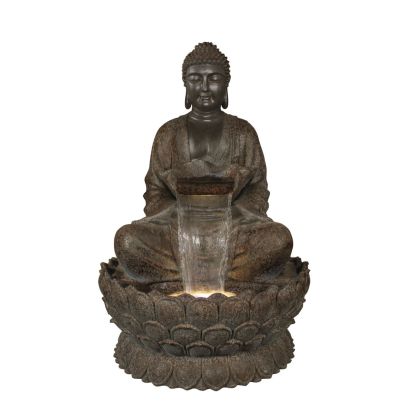 Giant Brown Sitting Buddha Oriental Water Feature