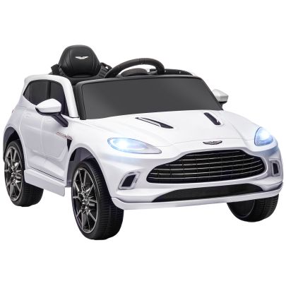 AIYAPLAY Aston Martin DBX Licensed Battery Powered Kids Electric Car, 12V Kids Ride on Car w Lights, Music Horn, White