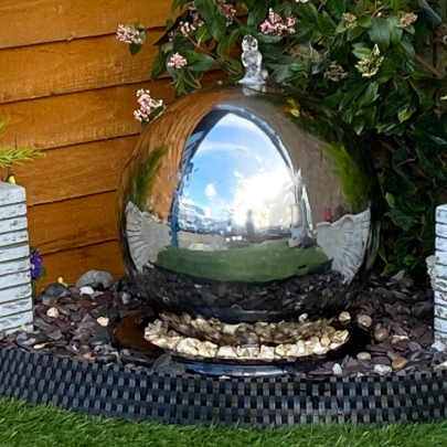 1m Stainless Steel Sphere Modern Water Feature