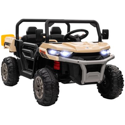 HOMCOM 12V 2 Seater Kids Electric Ride On Car with Electric Bucket, Remote Control Yellow