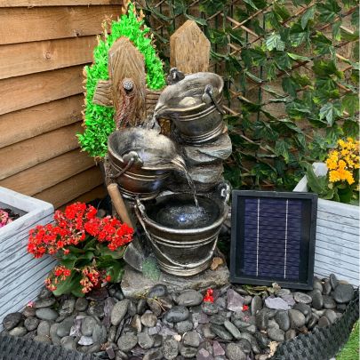 Metal Pouring Buckets Woodland Water Feature