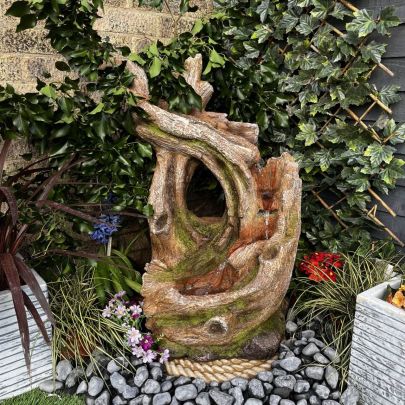 Solar Powered Knotted Twist Woodland Water Feature