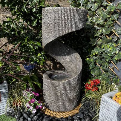 Twisting Spiral Cascade Contemporary Water Feature