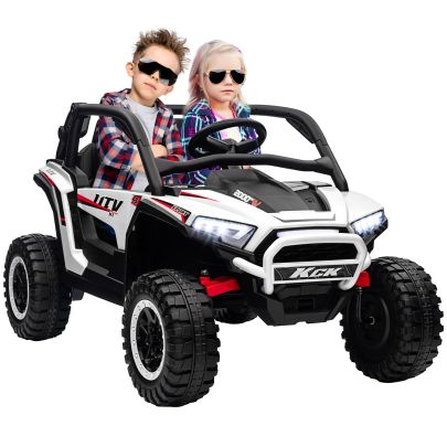 AIYAPLAY 2 Seater 24V 7AH Ride on Truck, Battery Powered Electric Ride On Car w Remote, Suspension, 3 Speeds White