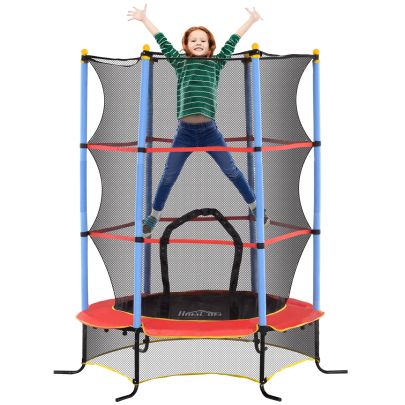 HOMCOM Kids Trampoline, with Safety Net, for Ages 3 10 Years