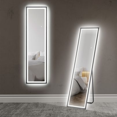 HOMCOM 150 x 40cm Full Length Mirror, with Adjustable Lights Black