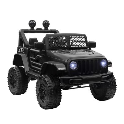HOMCOM Kids Electric Ride On Car 12V Off Road Toy with Parental Remote Control 2 Motors Horn Lights Suspension Wheels for 3 6 Years Old Black