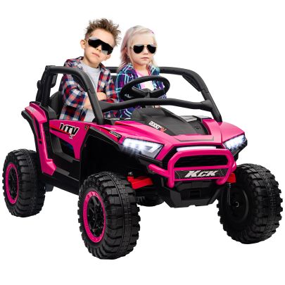 AIYAPLAY 2 Seater 24V 7AH Ride on Truck, Battery Powered Electric Ride On Car w Remote, Suspension, 3 Speeds Pink