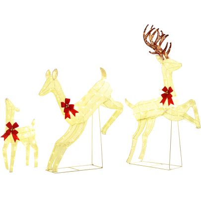 Outsunny Three Piece LED Light Reindeer Christmas Decoration