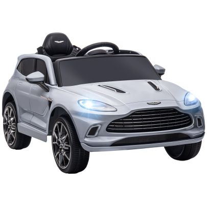 AIYAPLAY Aston Martin DBX Licensed Battery Powered Kids Electric Car, 12V Kids Ride on Car w Lights, Music Horn, Grey