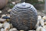 Eastern Chiselled Black Limestone Sphere (30x30x30) Solar Water Feature