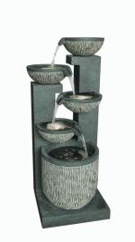 5 Bowl Textured Granite Contemporary Solar Water Feature