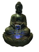 Brown Sitting Buddha Oriental Solar Water Feature