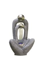 Meditating Couple 2 S/S Spheres Contemporary Solar Water Feature