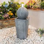 Grey Ball and Column Contemporary Water Feature